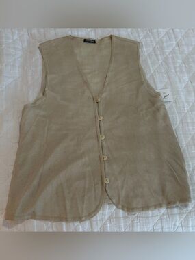Giorgio Armani Vintage Light Beige Ribbed Knit Silk Vest Top